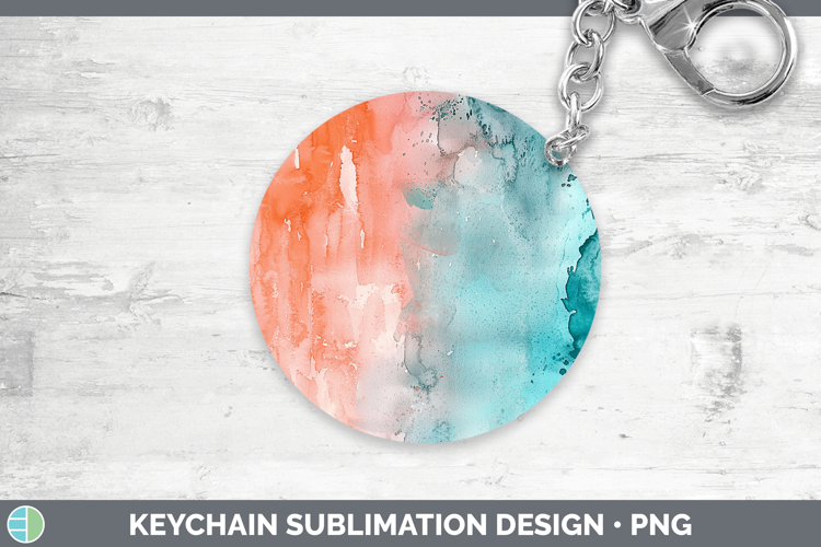Watercolor Teal Coral Keychain Sublimation Keyring Designs