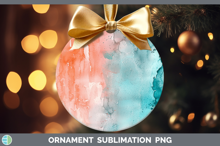 Watercolor Teal Coral Ornament Sublimation Bauble Designs