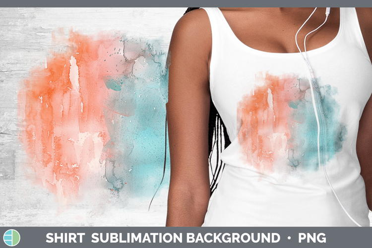 Watercolor Teal Coral Shirt Sublimation Sublimation Backgrou