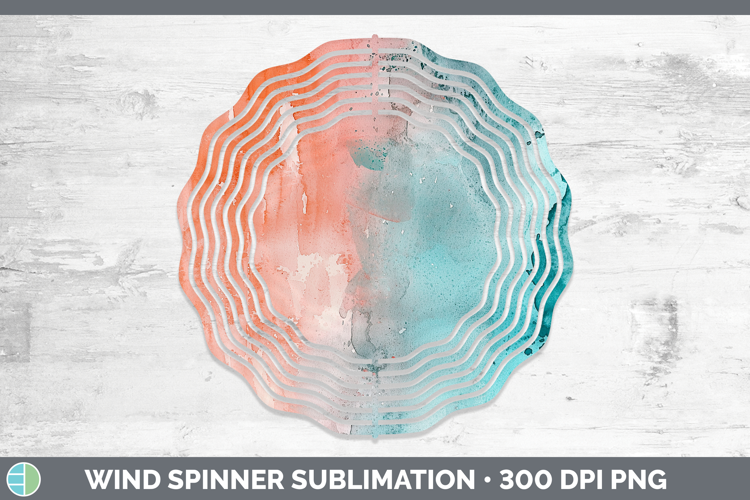 Watercolor Teal Coral Wind Spinner Sublimation Spinner Desig