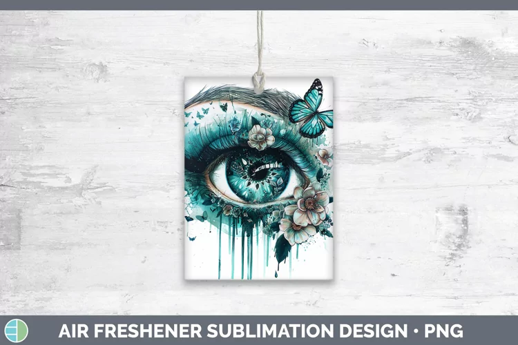 Watercolor Teal Eye Air Freshener Sublimation Car Freshener