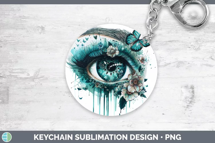 Watercolor Teal Eye Keychain Sublimation Keyring Designs