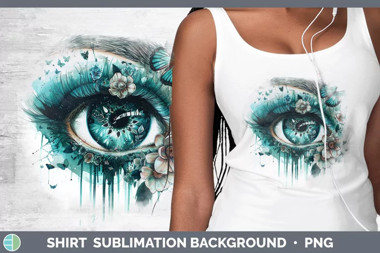 Watercolor Teal Eye Shirt Sublimation Sublimation Background