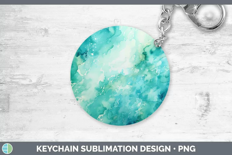 Watercolor Teal Keychain Sublimation Keyring Designs