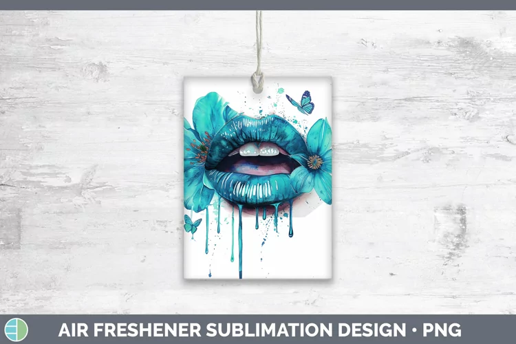 Watercolor Teal Lips Air Freshener Sublimation Car Freshener