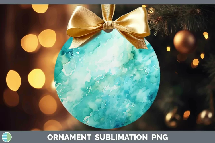 Watercolor Teal Ornament Sublimation Bauble Designs