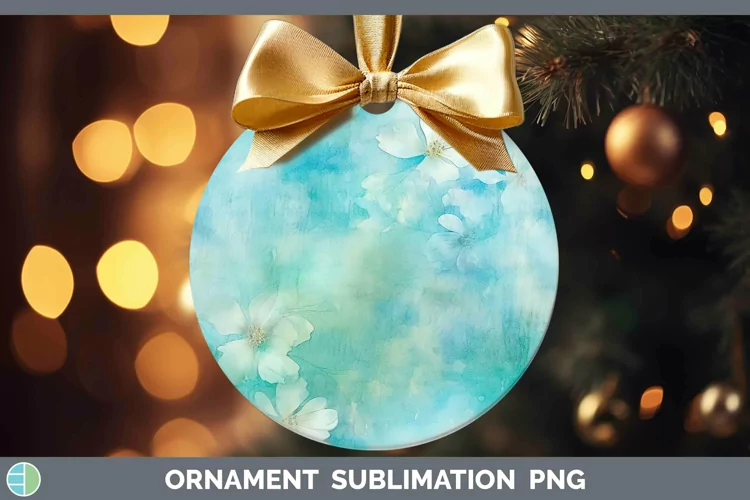 Watercolor Teal Ornament Sublimation Bauble Designs
