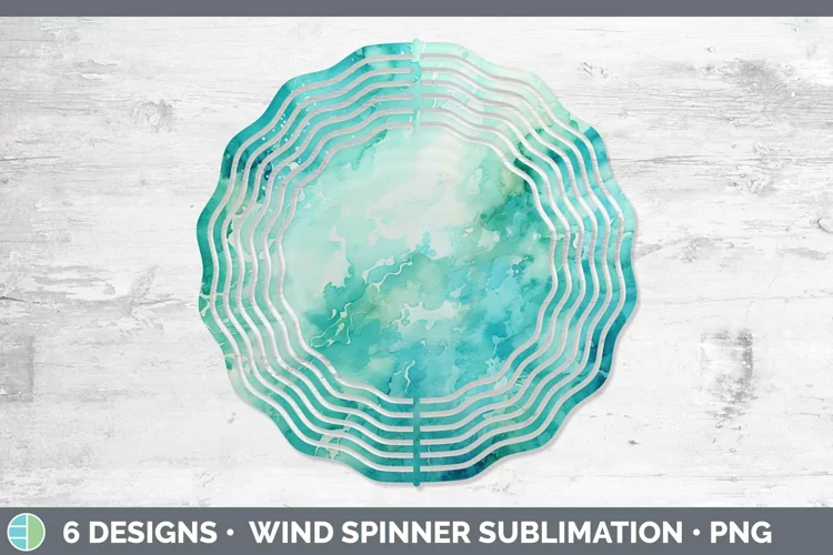 Watercolor Teal Wind Spinner Sublimation Spinner Designs