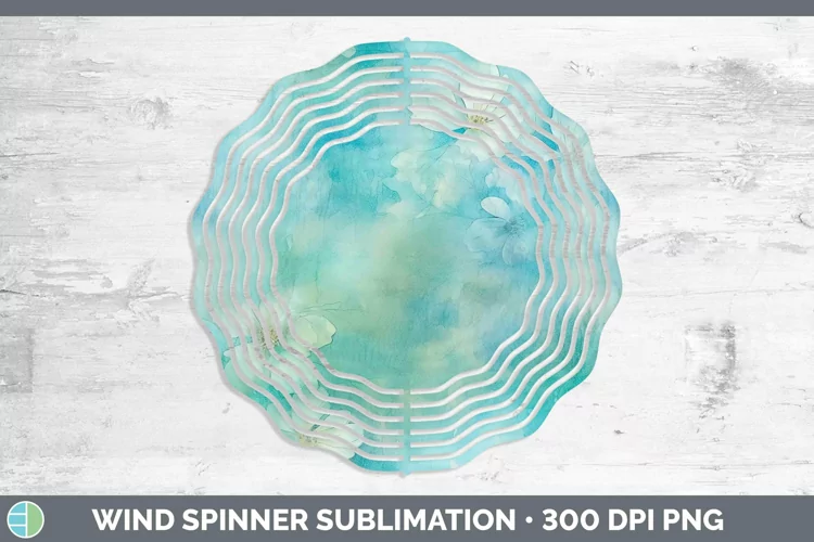 Watercolor Teal Wind Spinner Sublimation Spinner Designs
