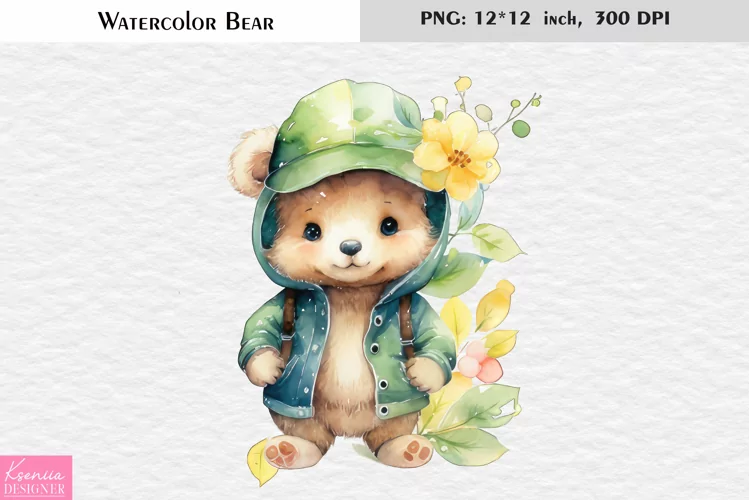Spring Bear|Cute Watercolor Teddy Bear