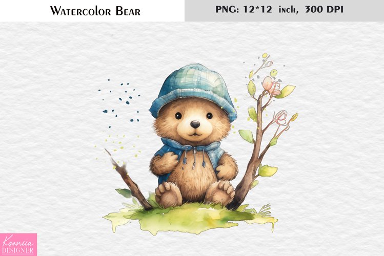 Summer Bear|Cute Watercolor Teddy Bear