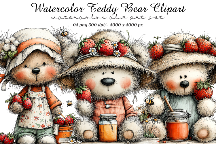 Watercolor Teddy Bear Clipart