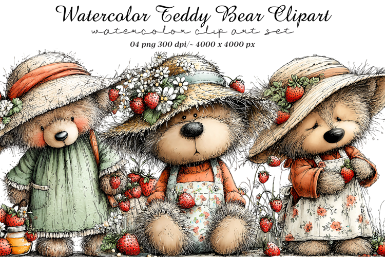 Watercolor Teddy Bear Clipart