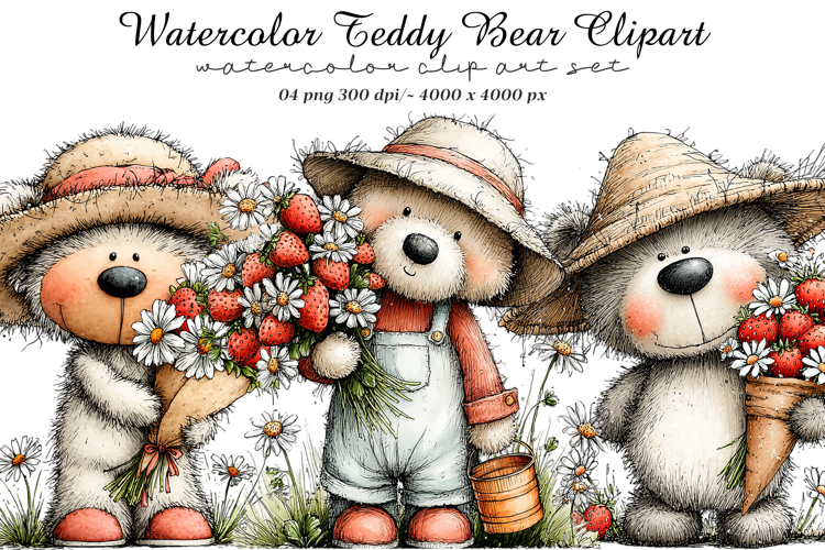 Watercolor Teddy Bear Clipart