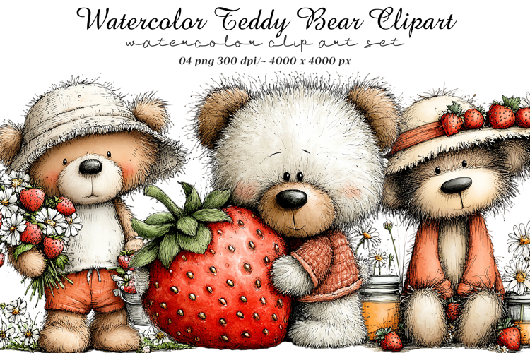 Watercolor Teddy Bear Clipart