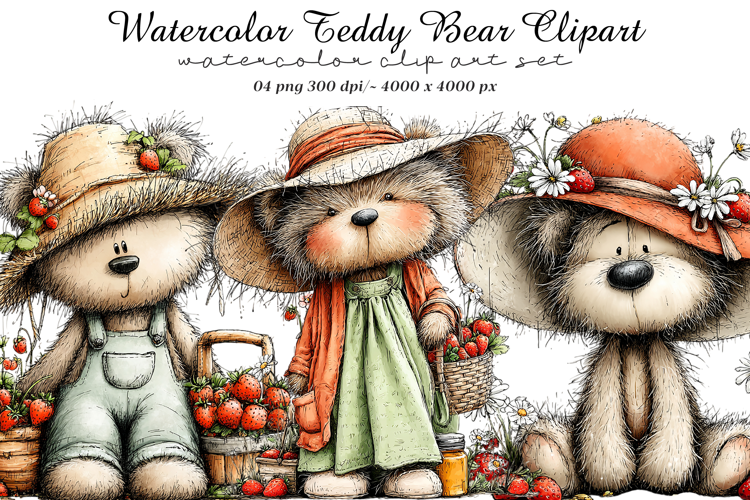 Watercolor Teddy Bear Clipart