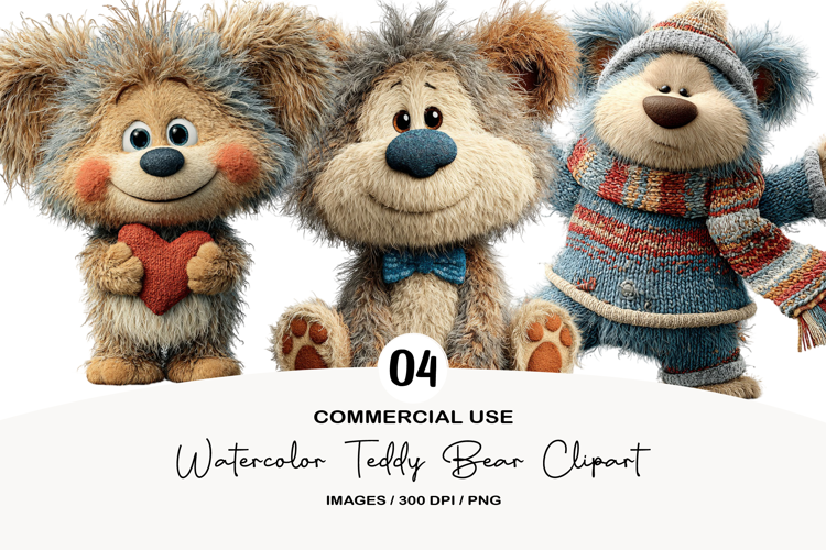 Watercolor Teddy Bear Clipart