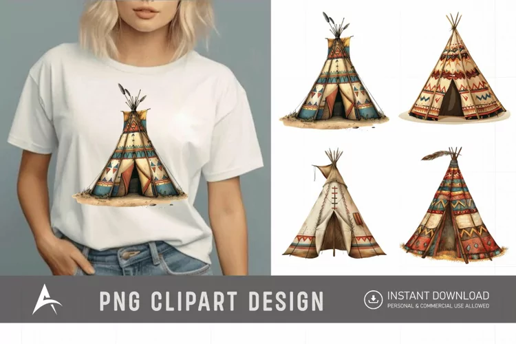 Watercolor Teepee Clipart