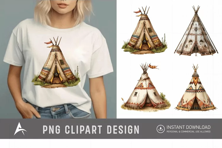 Watercolor Teepee Clipart