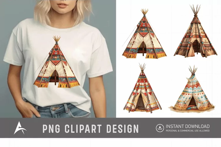 Watercolor Teepee Clipart