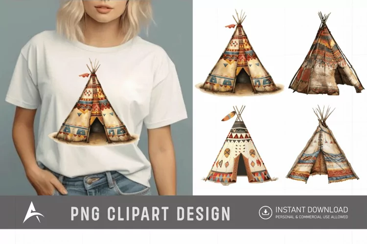 Watercolor Teepee Clipart