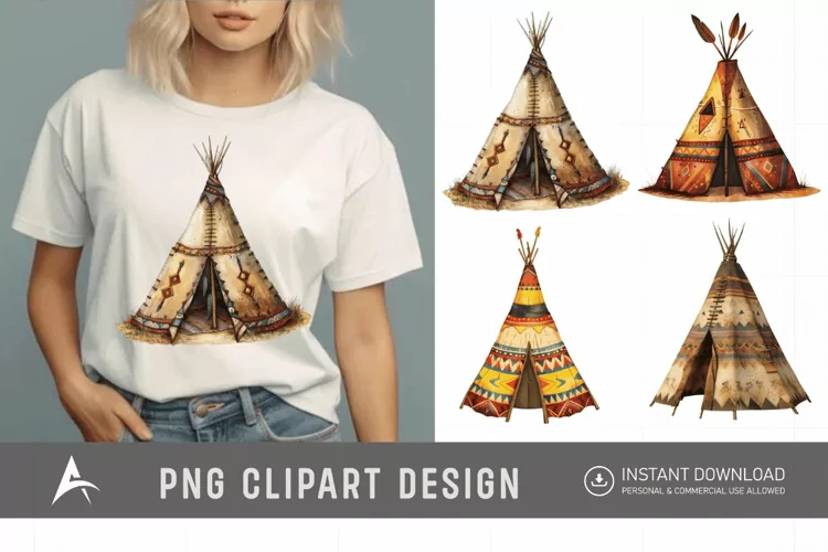 Watercolor Teepee Clipart
