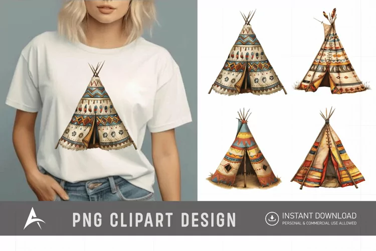Watercolor Teepee Clipart
