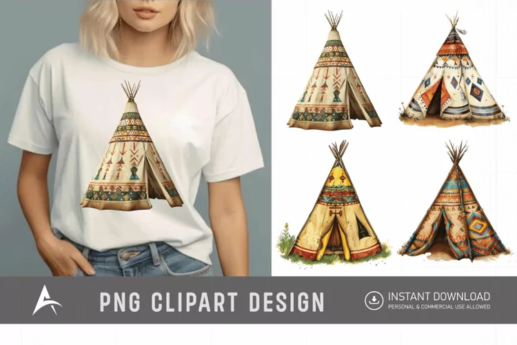 Watercolor Teepee Clipart