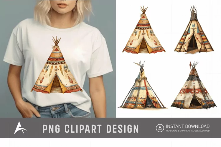 Watercolor Teepee Clipart