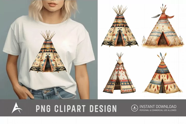 Watercolor Teepee Clipart