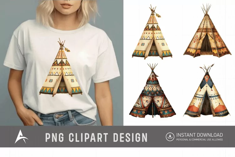 Watercolor Teepee Clipart