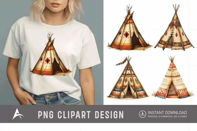 Watercolor Teepee Clipart