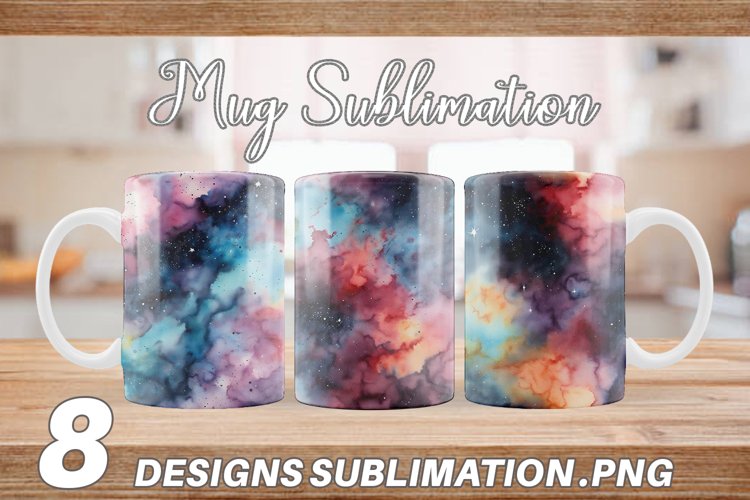 Watercolor Galaxy Space Mug sublimation design