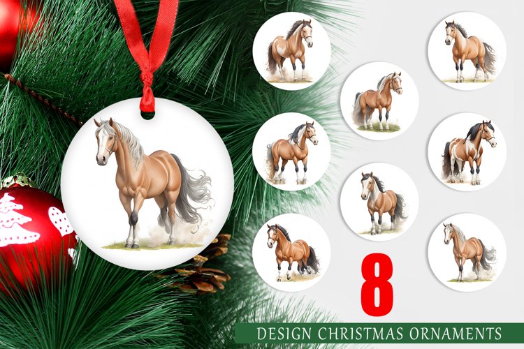 Christmas Ornaments Watercolor Horse