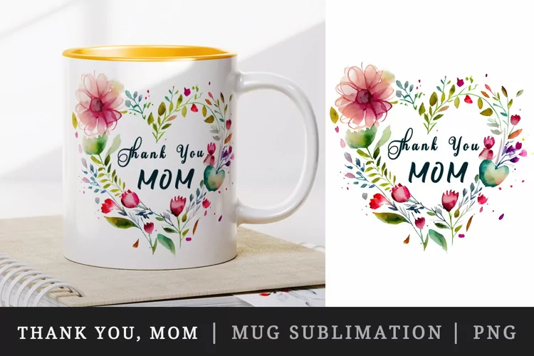 Thank You, Mom - flowers mug, cup wrap sublimation design