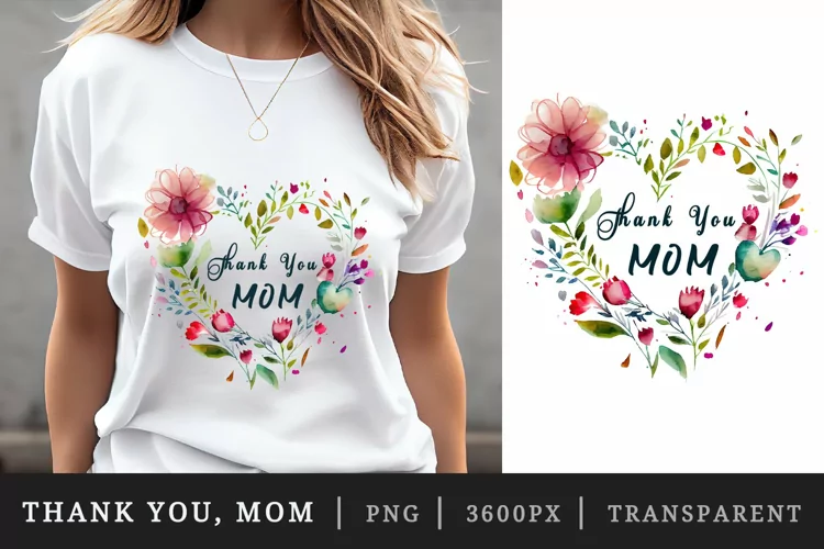 Thank You, Mom - flowers t-shirt sublimation print design