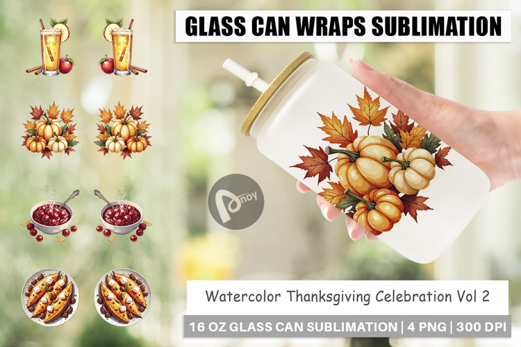 Thanksgiving Celebration Glass Can