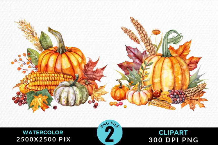 Watercolor Thanksgiving Clipart example image 1