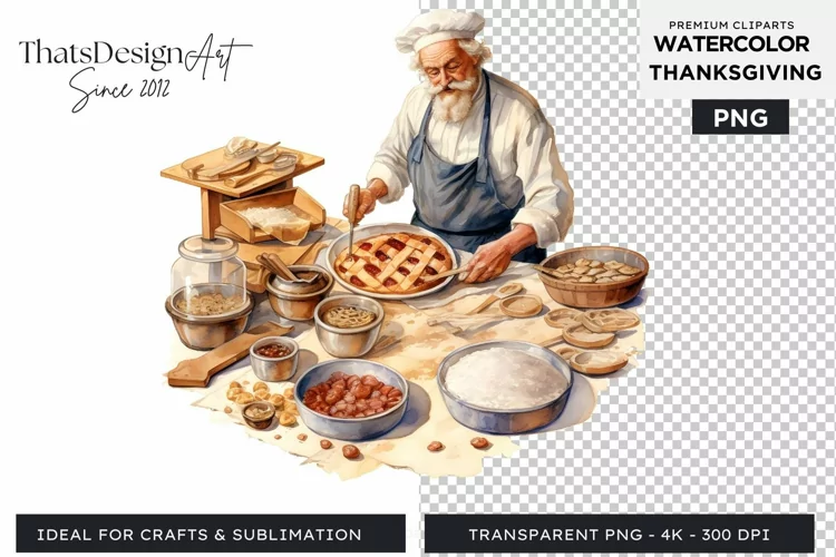 Traditional Thanksgiving cake Watercolor Clipart