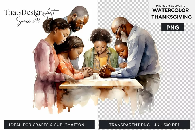 Traditional Thanksgiving familiy Watercolor Clipart