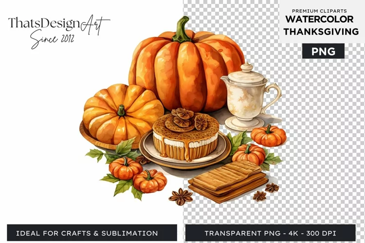 Traditional Thanksgiving Watercolor Clipart sublimation