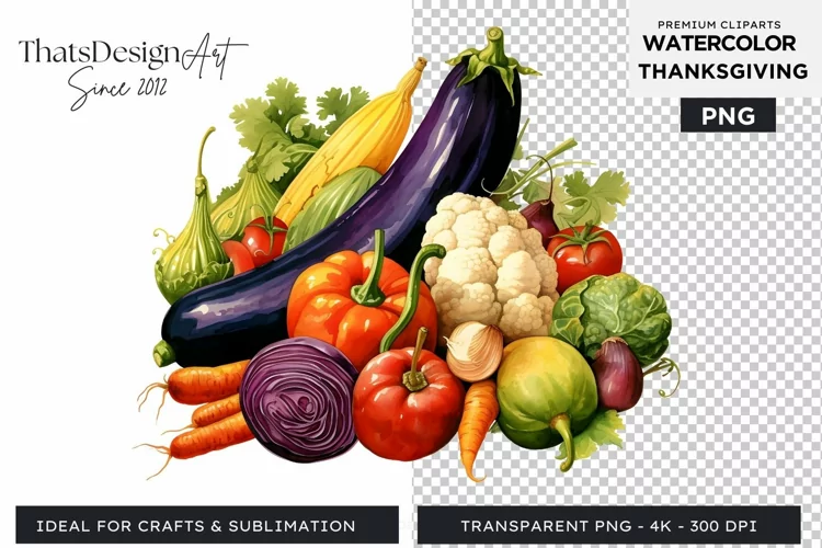 Traditional Thanksgiving Vegetables Watercolor Clipart