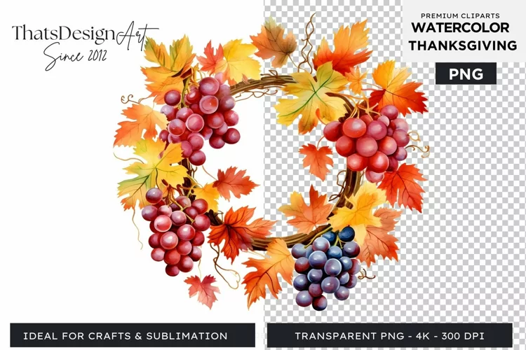 Traditional Thanksgiving wraith Watercolor Clipart