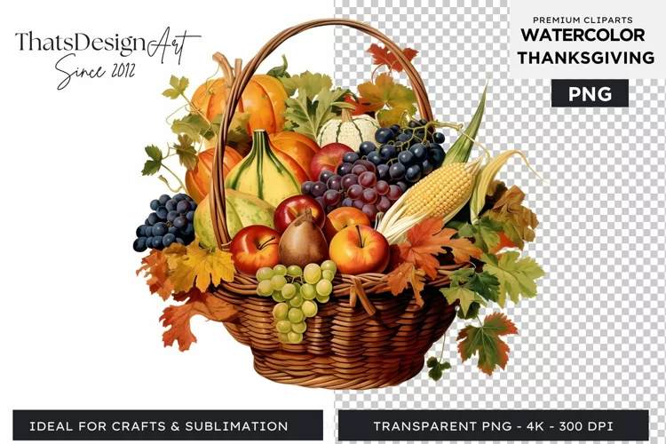 Traditional Thanksgiving fruits Watercolor Clipart