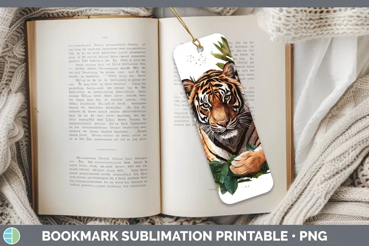 Watercolor Tiger Bookmark Sublimation Printable Designs
