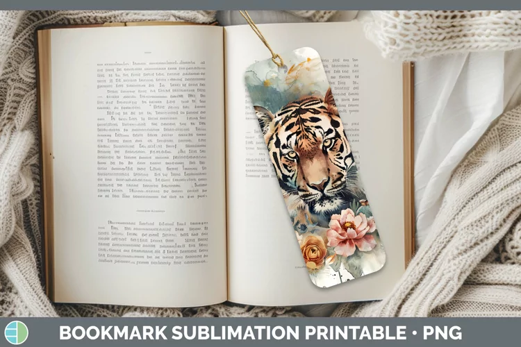Watercolor Tiger Bookmark Sublimation Printable Designs