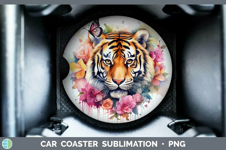 Watercolor Tiger Car Coaster Sublimation Coaster Designs