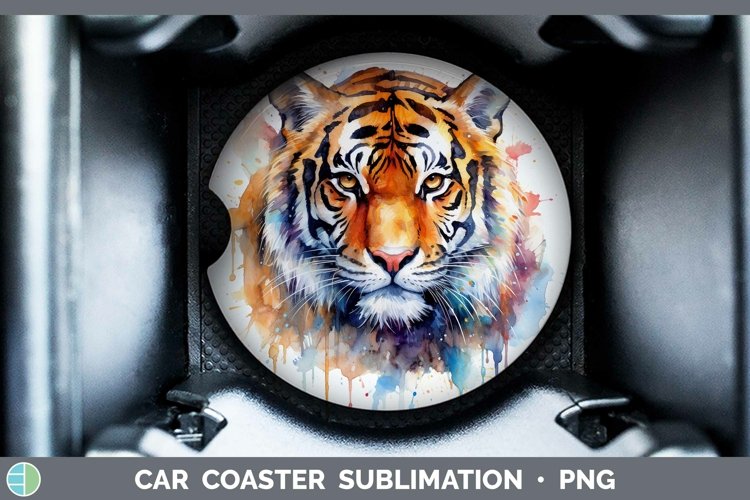 Watercolor Tiger Car Coaster Sublimation Coaster Designs
