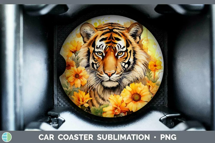 Watercolor Tiger Car Coaster Sublimation Coaster Designs