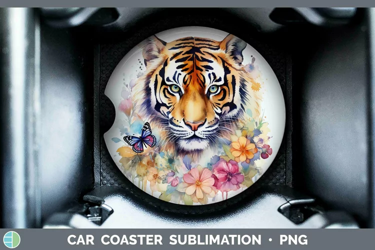 Watercolor Tiger Car Coaster Sublimation Coaster Designs